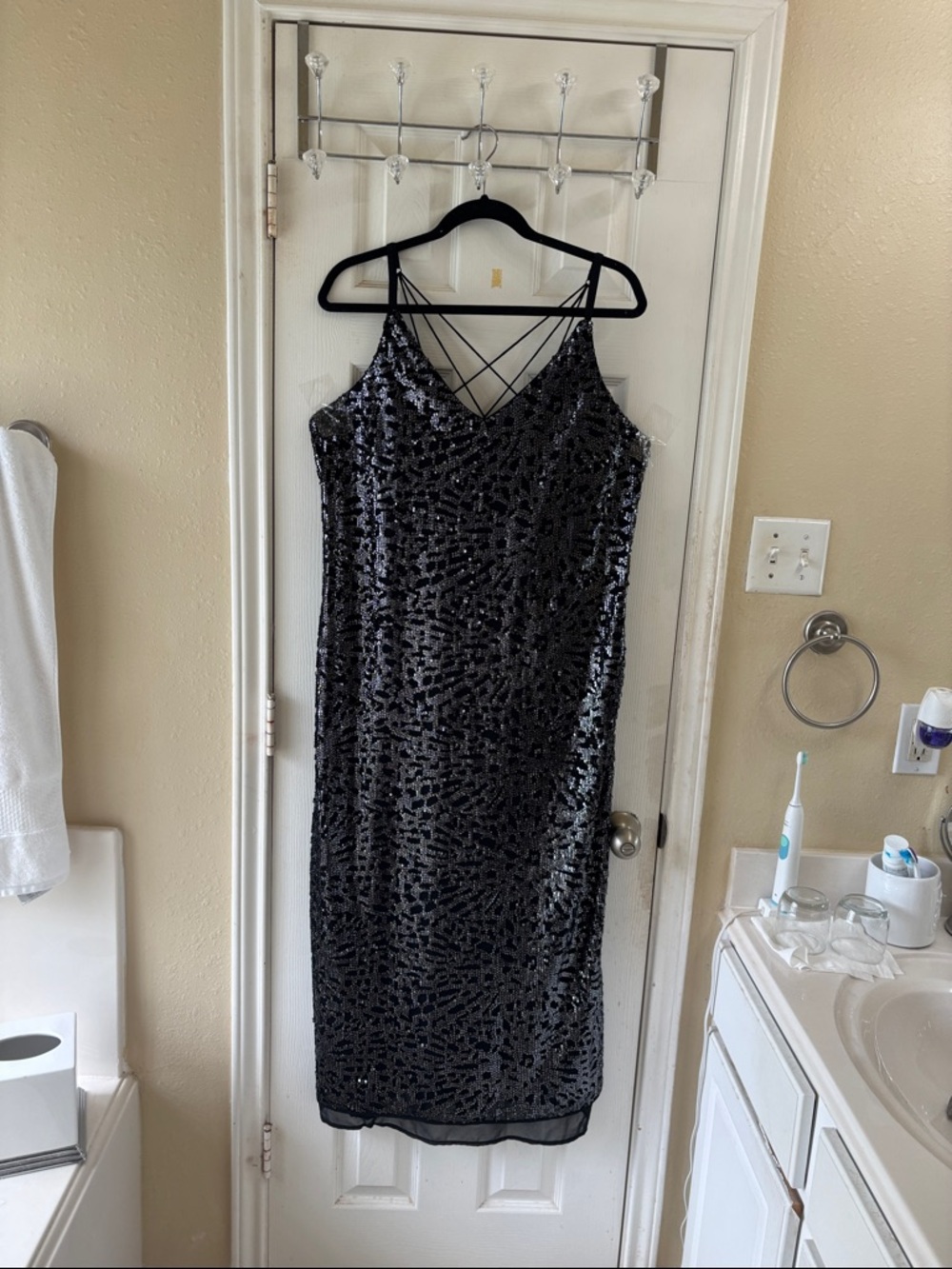 NIC+ZOE Black Sequin evening maxi Dress. NWOT